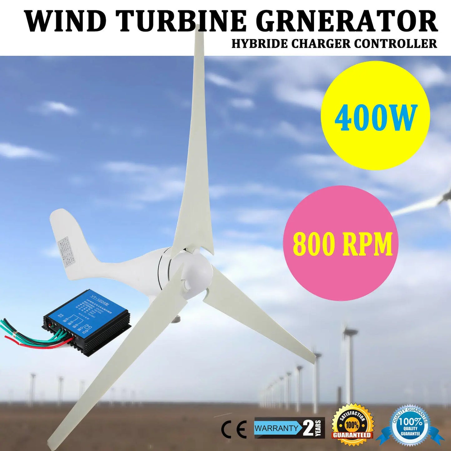 Wind Turbine Generator 300W 400W With Charge Controller