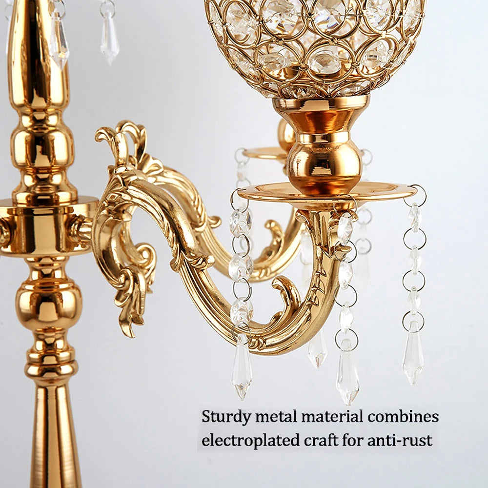 5 Arm Crystal Candle Holder Centerpiece