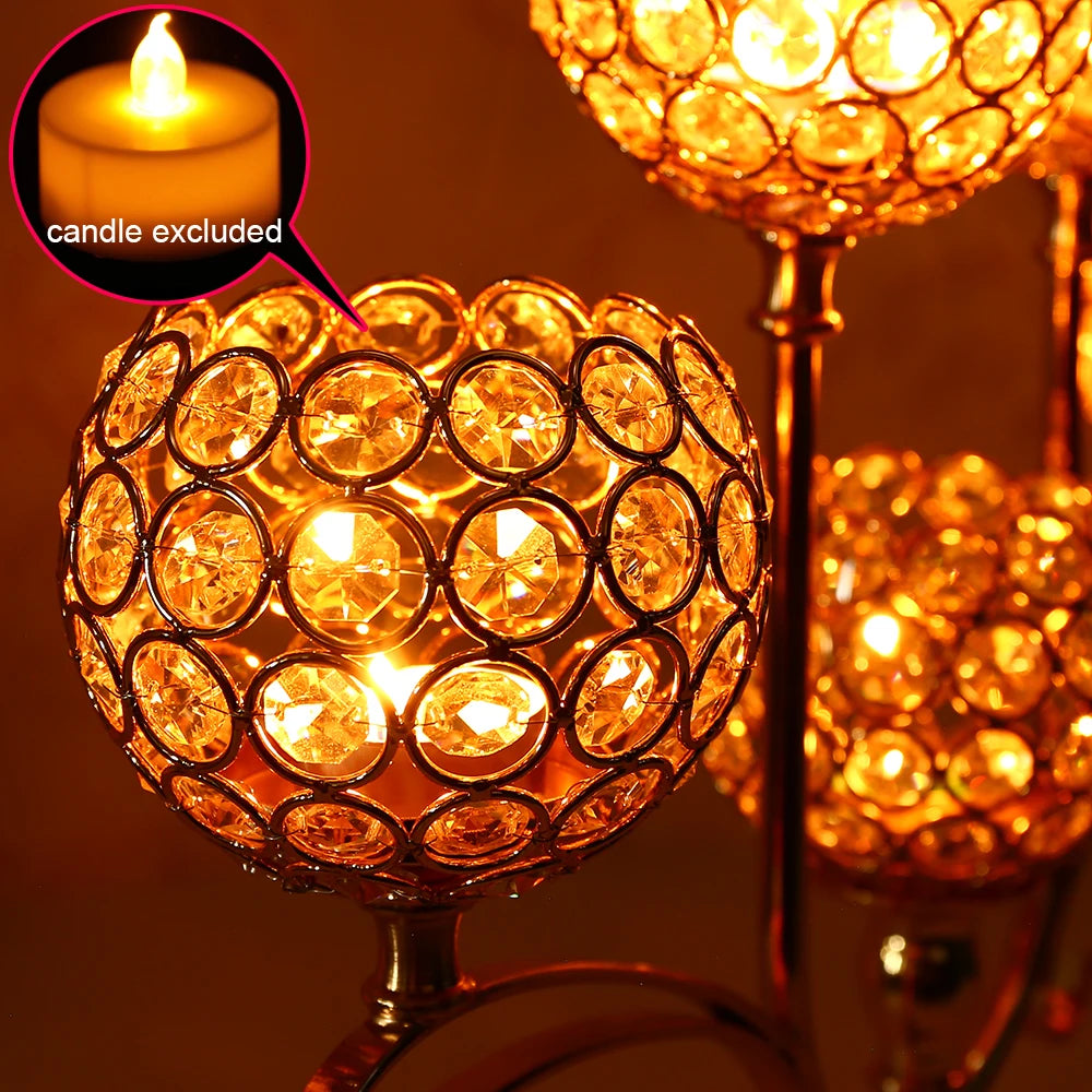 5 Arm Crystal Candle Holder Centerpiece