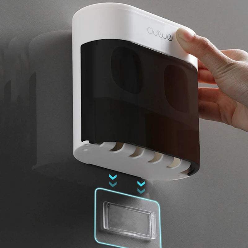 Automatic Toothpaste Squeezer w/ Magnetic Toothbrush Holder Toothpaste