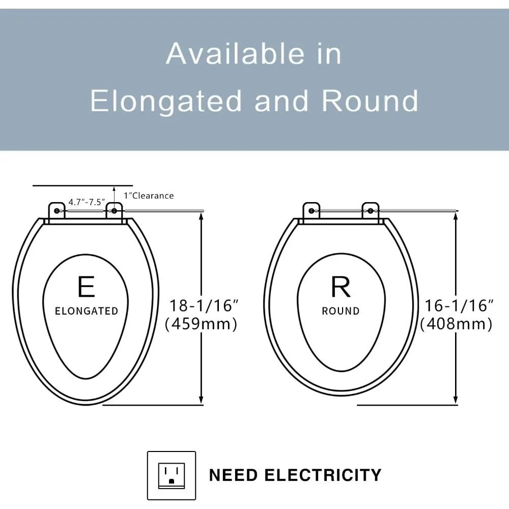 Smart Toilet Seat, Electronic Heated, Warm Air Dryer, Rear and Front Wash