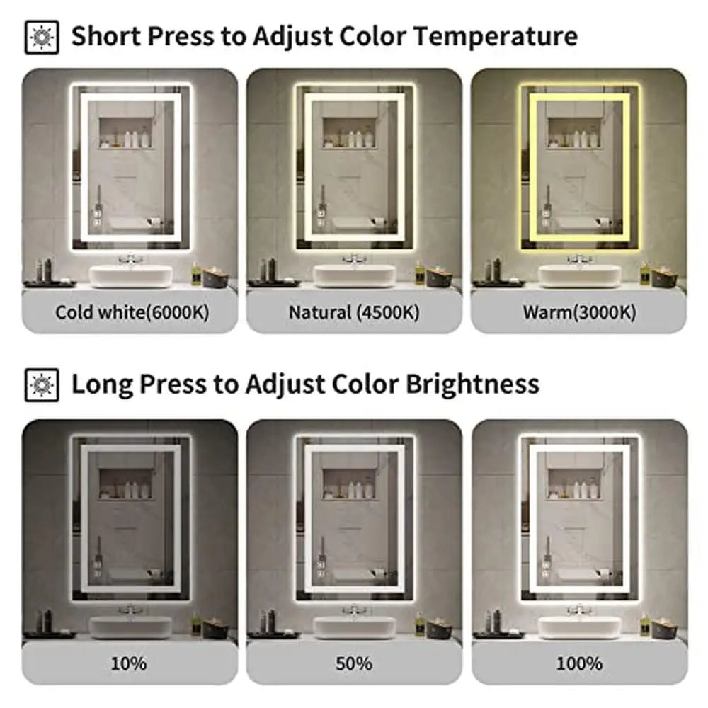 Backlit Front Lighted Bathroom Vanity Mirror 24x36 Inch LED