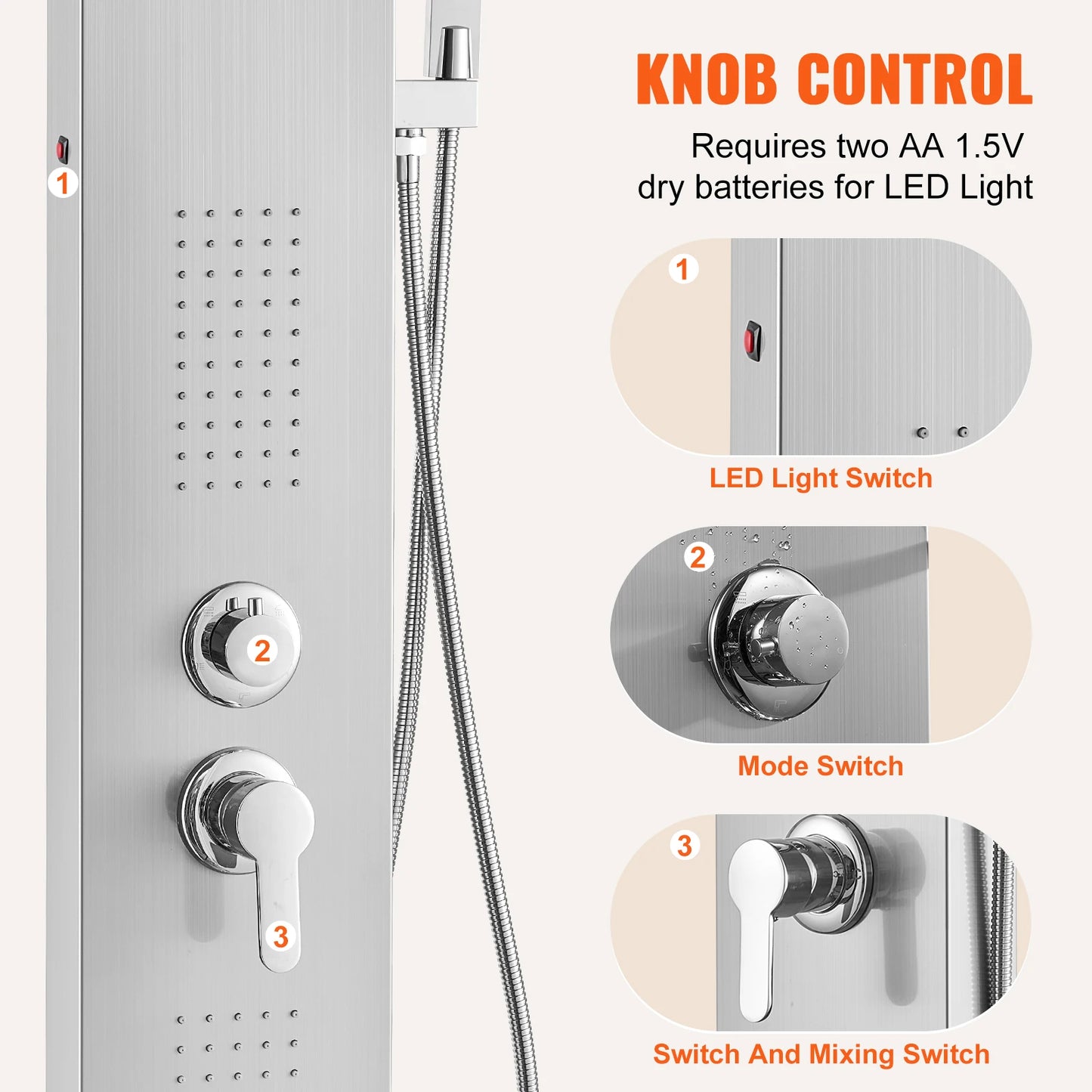 LED Shower Panel System Bathroom Rain Shower