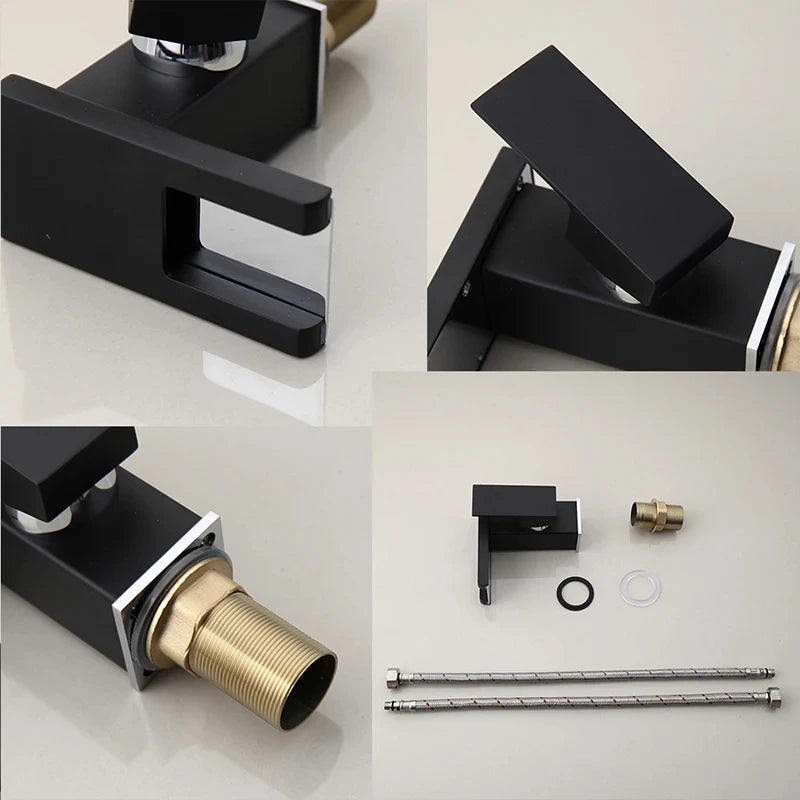 Bathroom Hydropower LED Waterfall Faucet Sink