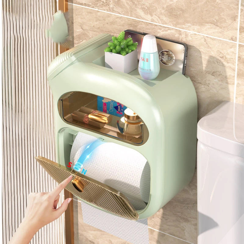 Wall Mounted Toilet Paper Holder and Storage
