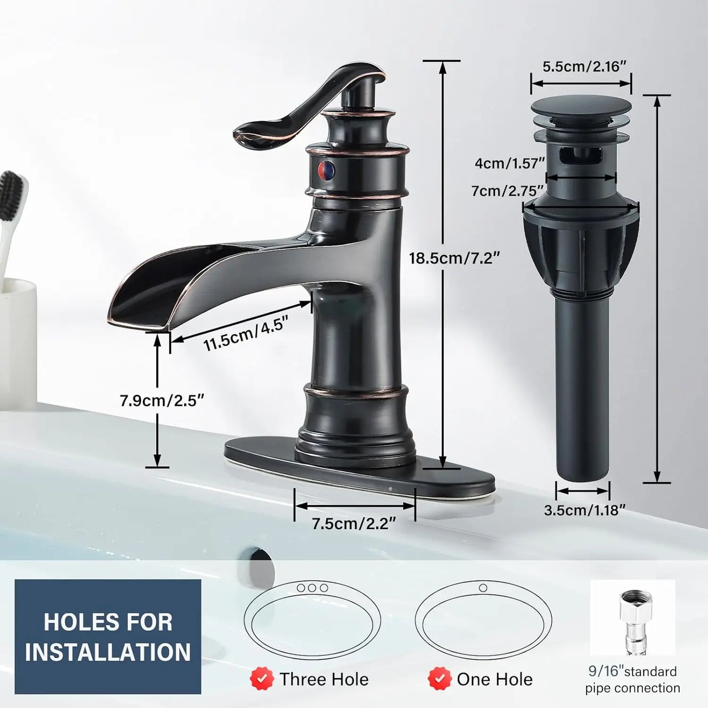 Waterfall Bathroom Faucet Oil Rubbed Bronze Single Handle Mixer Tap