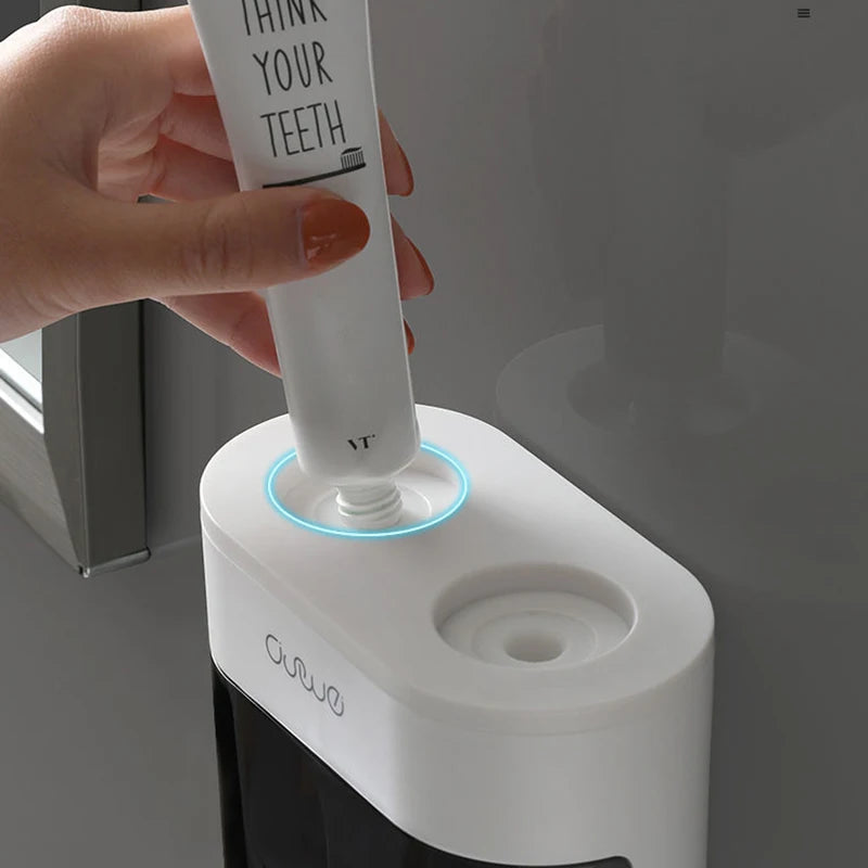 Automatic Toothpaste Squeezer w/ Magnetic Toothbrush Holder Toothpaste