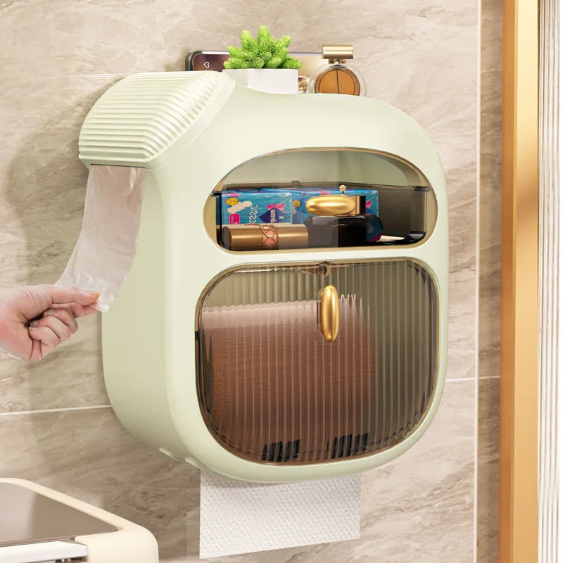 Wall Mounted Toilet Paper Holder and Storage