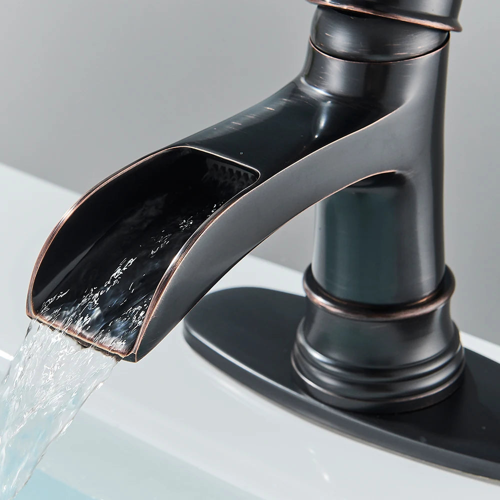 Waterfall Bathroom Faucet Oil Rubbed Bronze Single Handle Mixer Tap