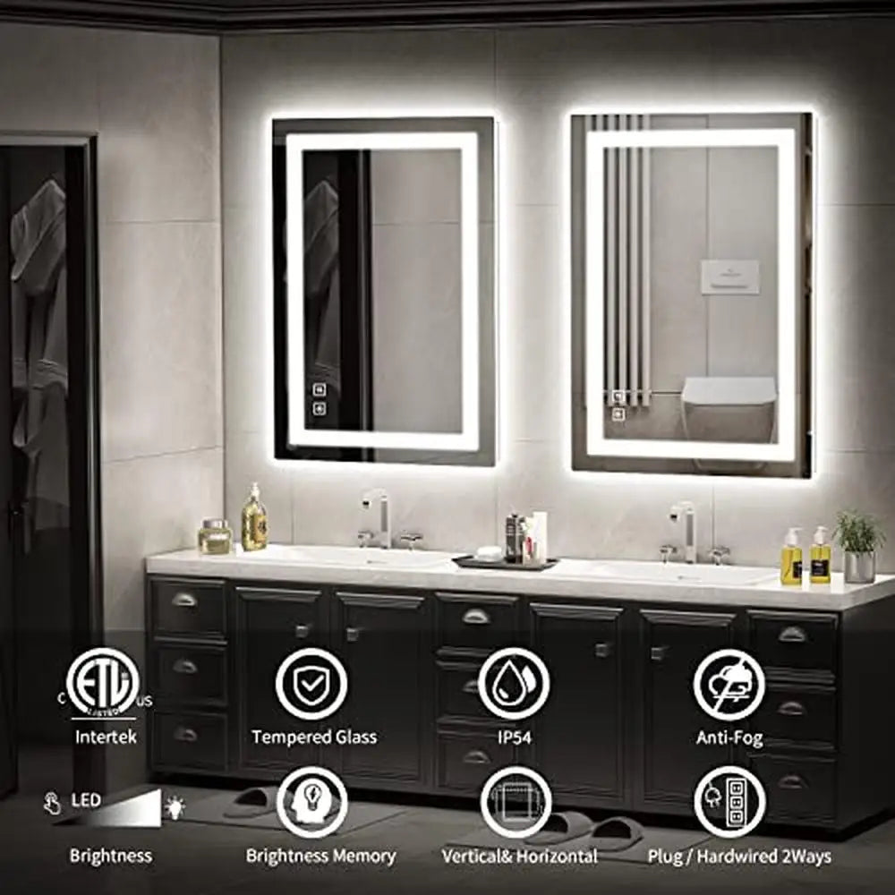 Backlit Front Lighted Bathroom Vanity Mirror 24x36 Inch LED