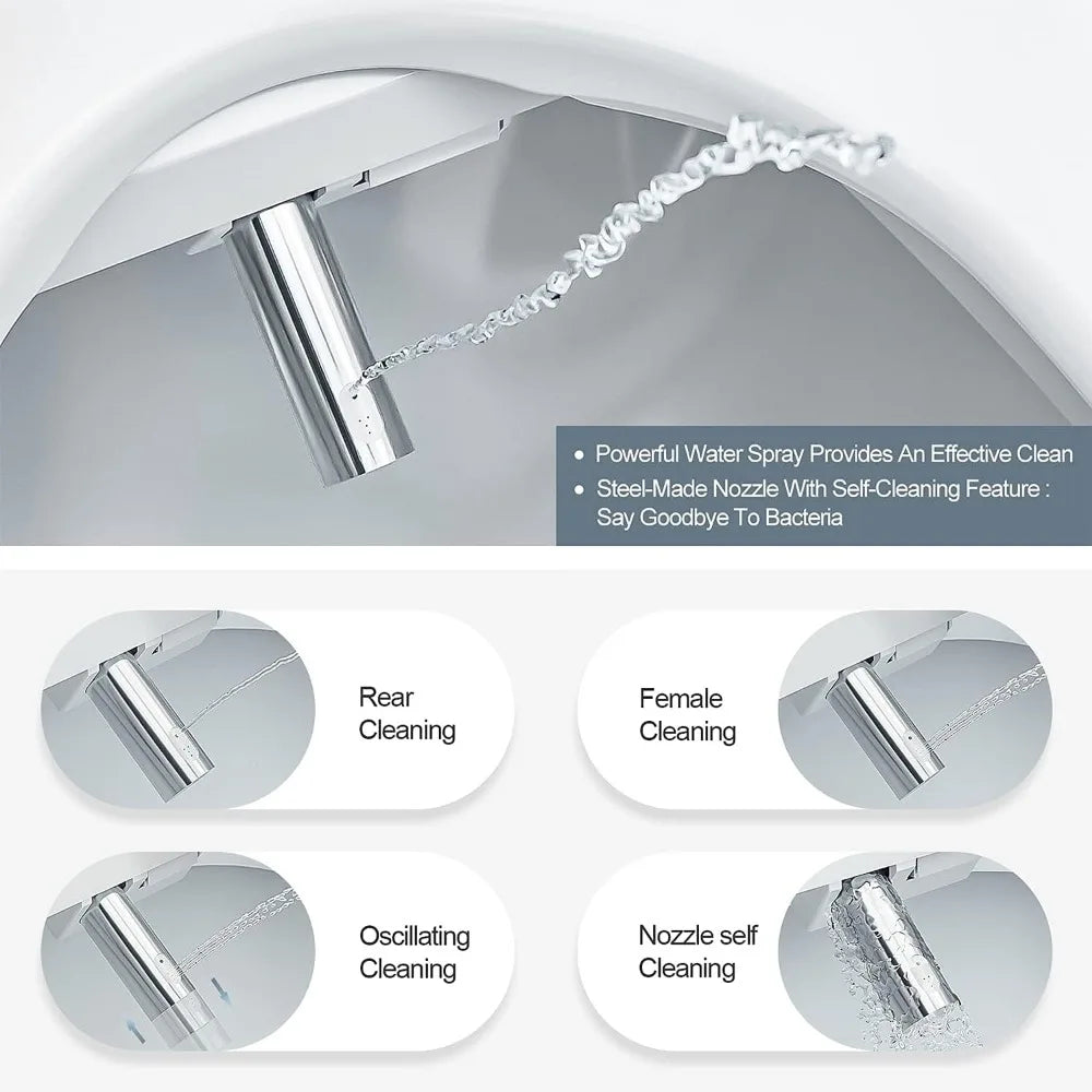 Smart Toilet Seat, Electronic Heated, Warm Air Dryer, Rear and Front Wash