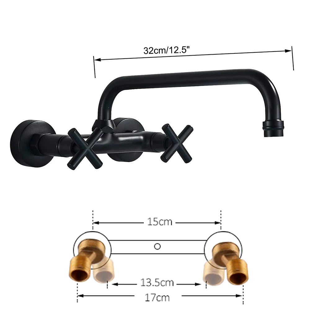 Antique Brass Basin Faucet Wall Mounted Bathroom Mixer Tap