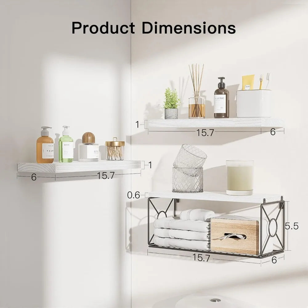 Paulownia Wood Wall Décor Shelves for Bathroom