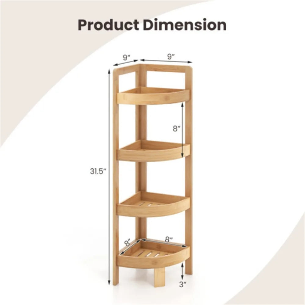 bookshelf Bamboo bathroom rack, bathroom storage rack with 4 layers Storage Space