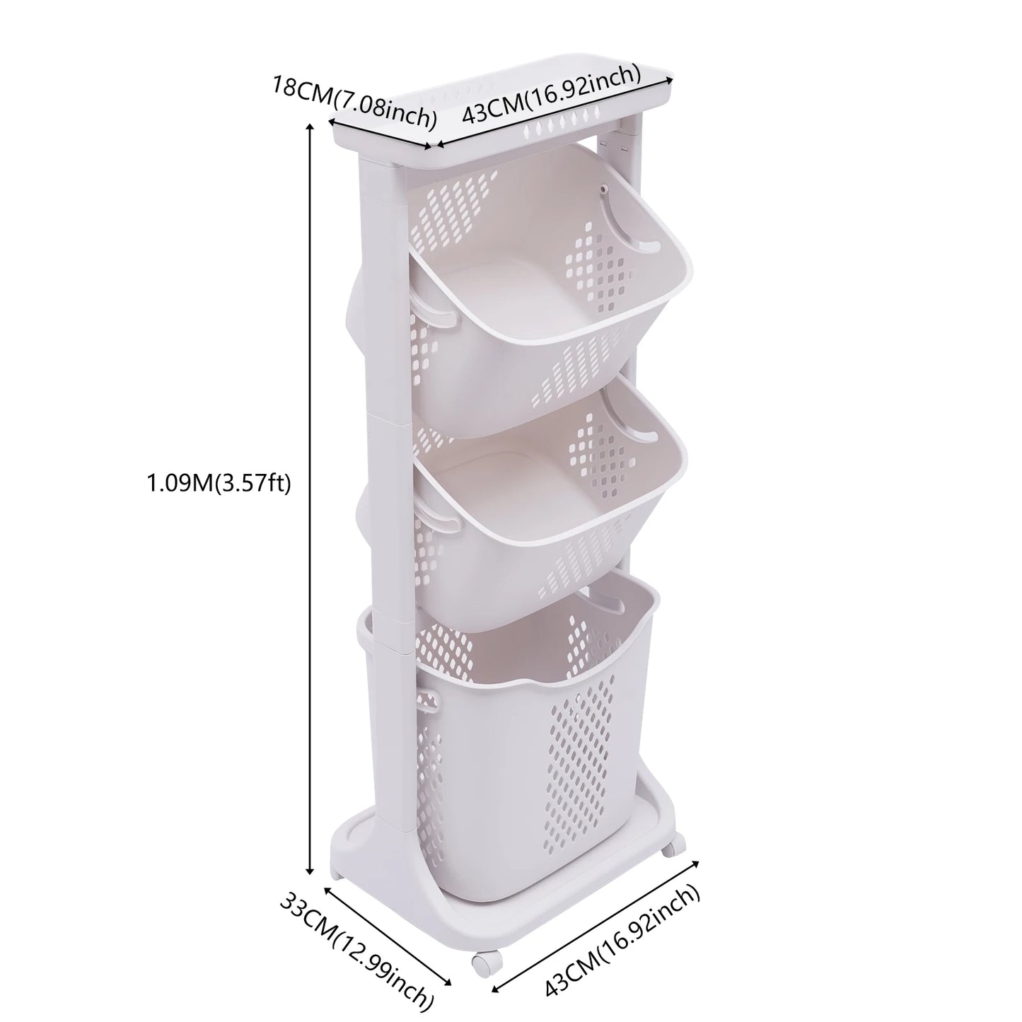 Laundry Hamper with 3-Tier Shelves