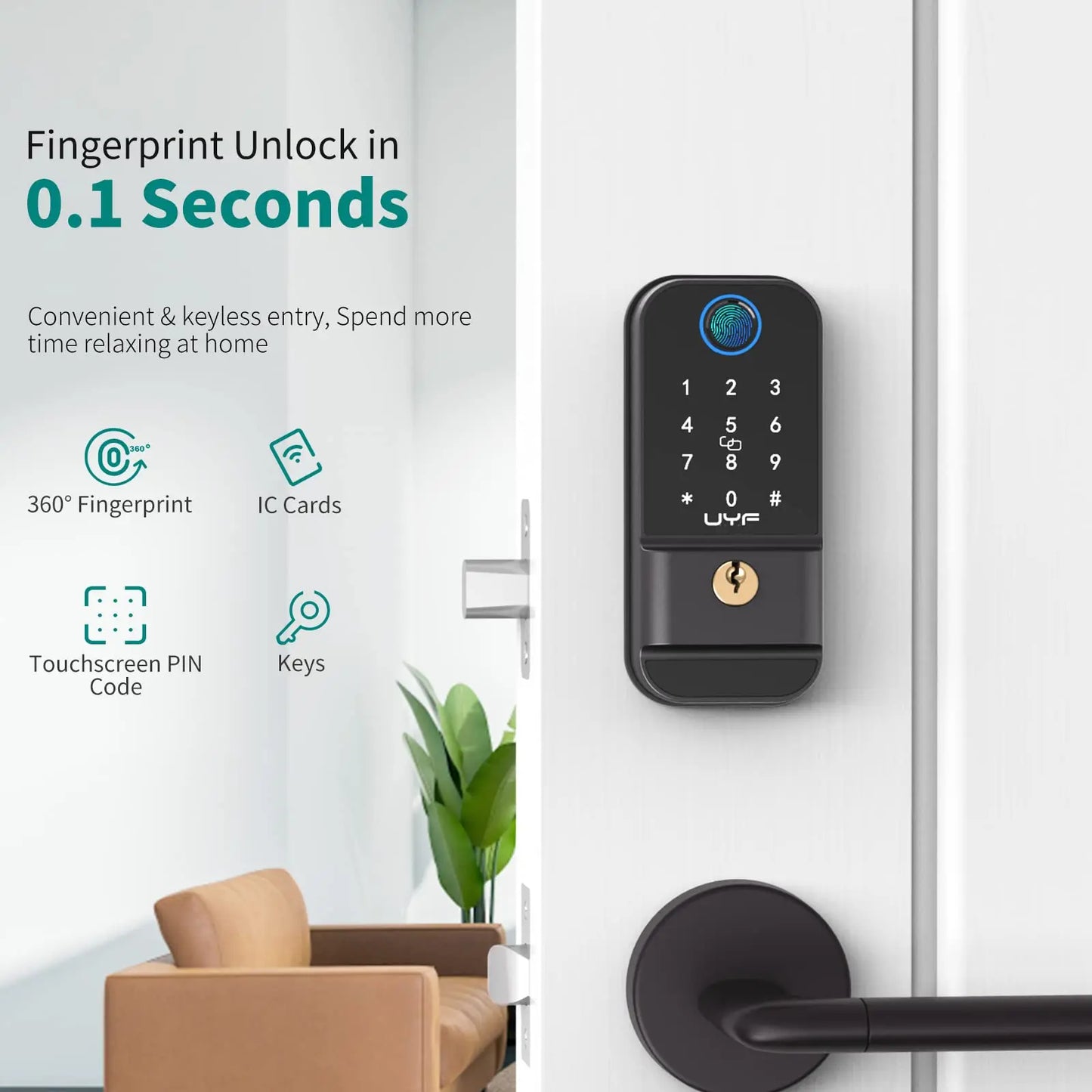 Fingerprint Keyless Entry Door Lock with M4 Smart Deadbolt