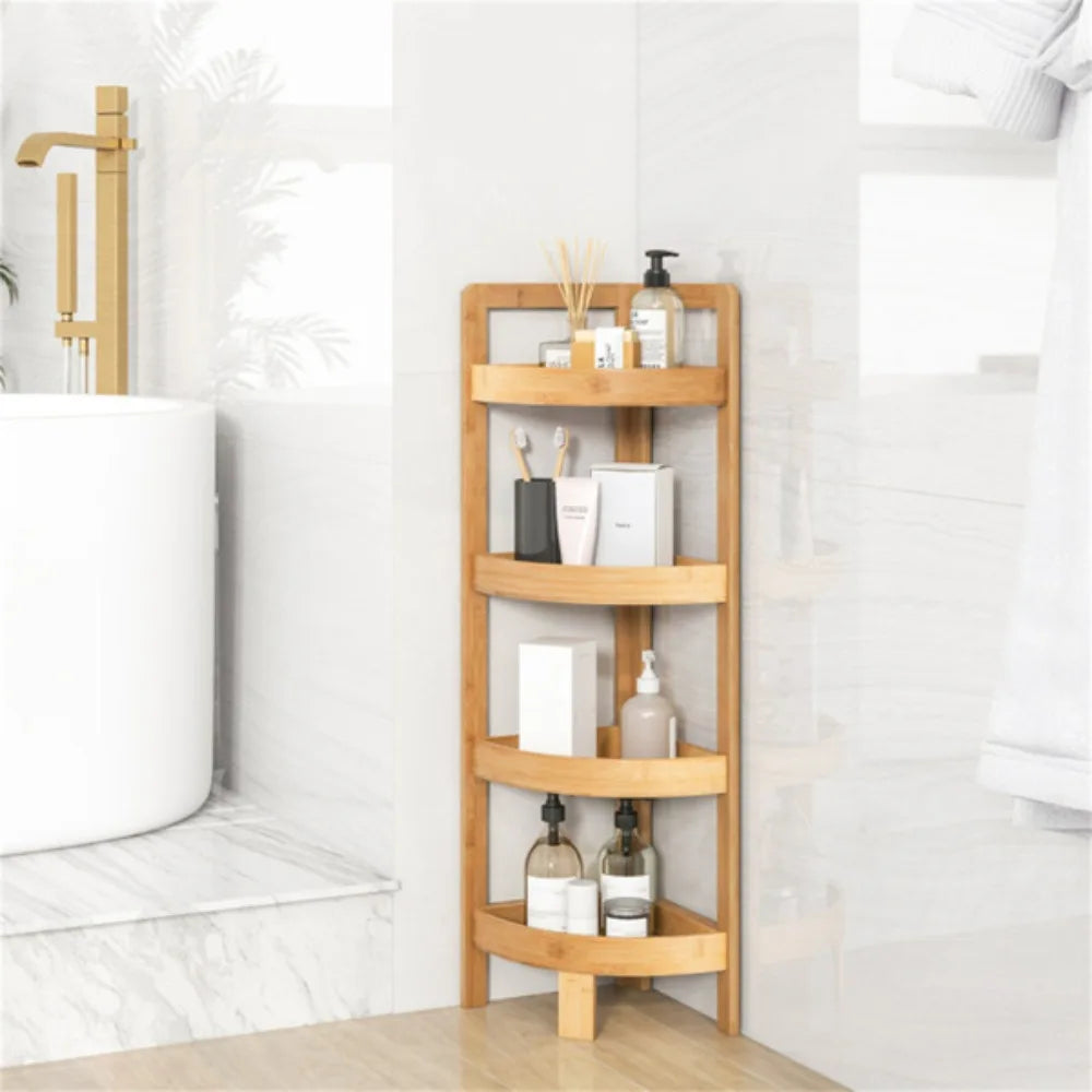 bookshelf Bamboo bathroom rack, bathroom storage rack with 4 layers Storage Space