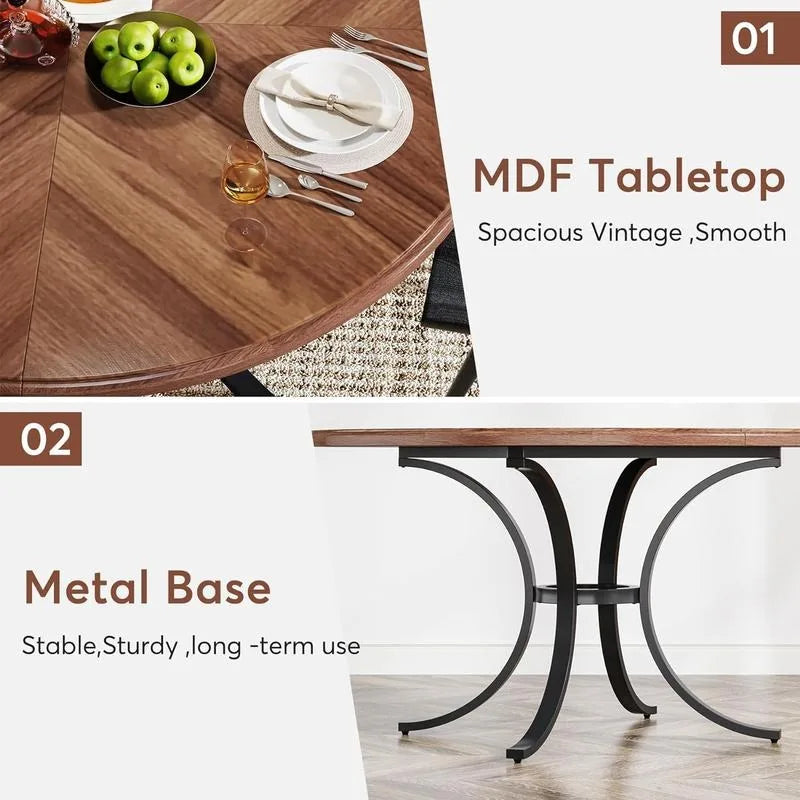 R47" Modern Circle Kitchen Table for Dining Room,