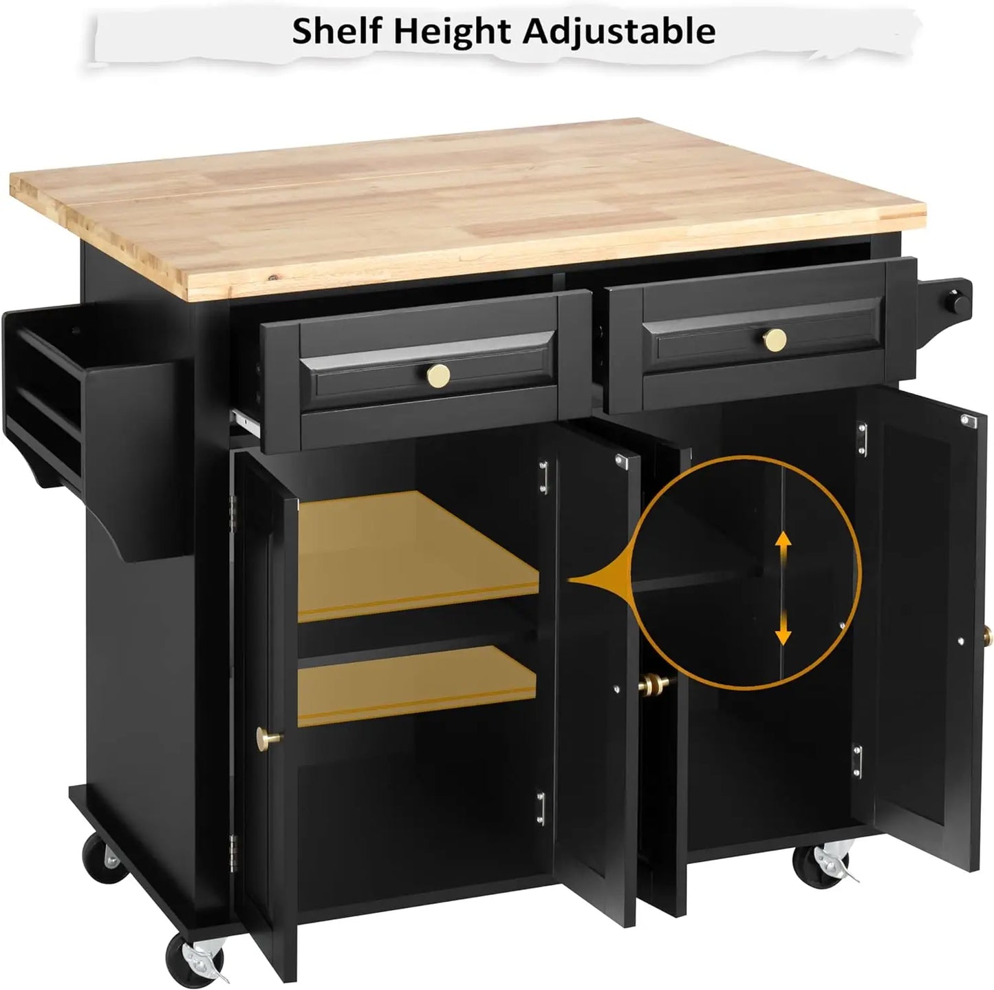 Rolling Kitchen Island with Drop Leaf,