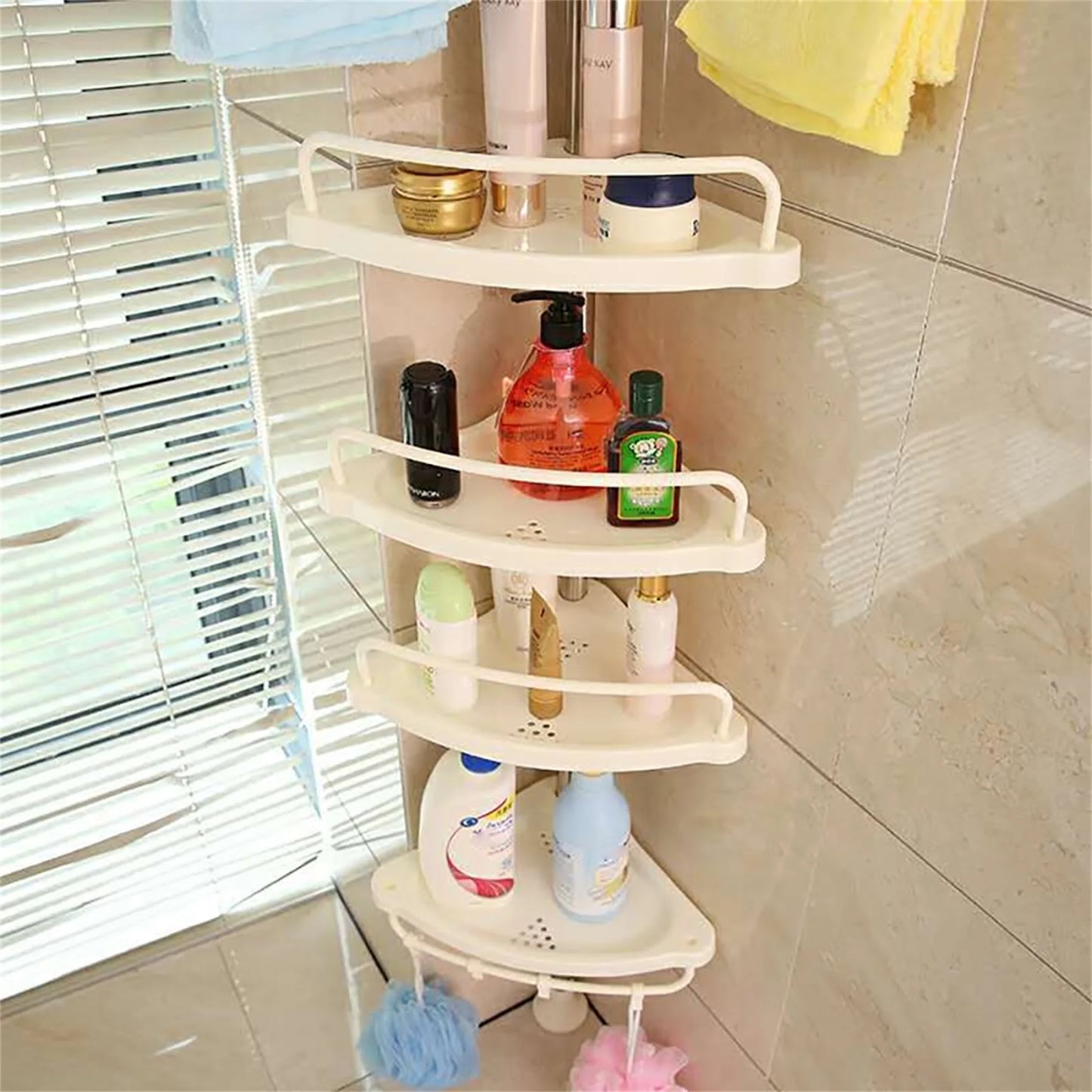 Bathroom Corner Shower Caddy w/ Rust Proof Telescopic Tension Pole