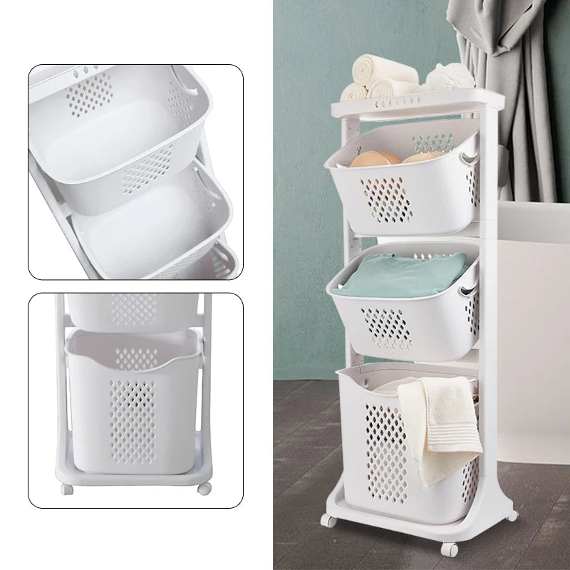 Laundry Hamper with 3-Tier Shelves