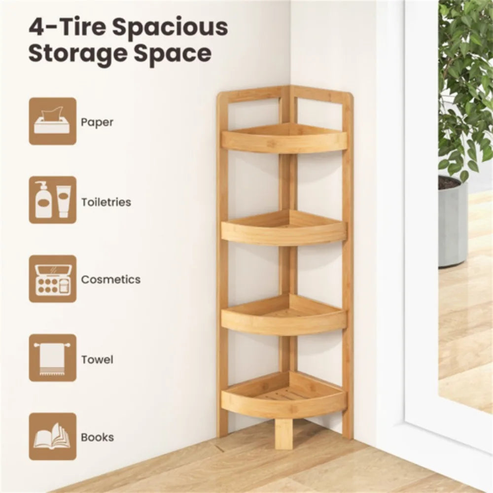 bookshelf Bamboo bathroom rack, bathroom storage rack with 4 layers Storage Space