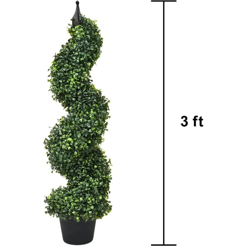 2 Pack Artificial Boxwood Topiary Tree