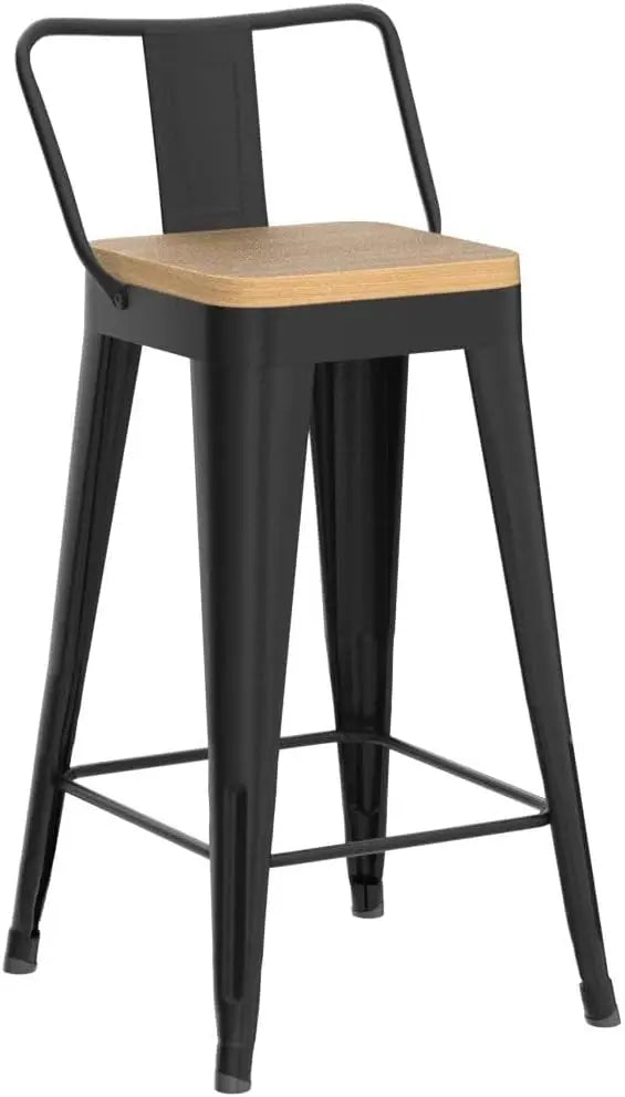 Metal Bar Stools Set of 4 Counter Height Bar Removable Back