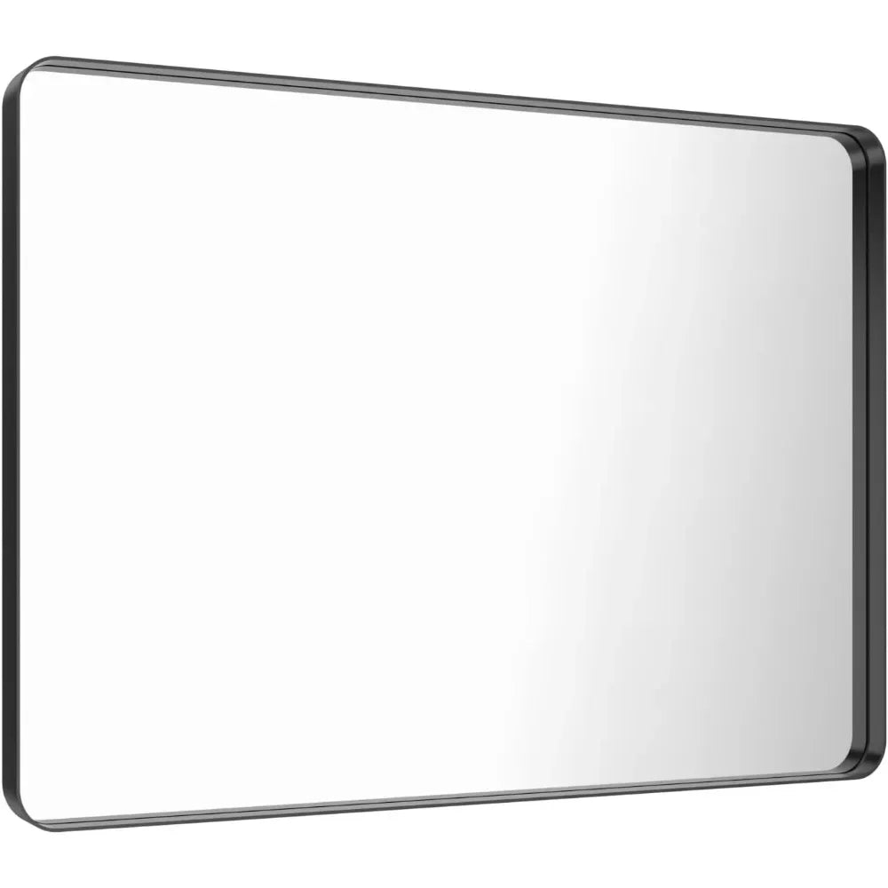 48X32 Inch Black Metal Framed Bathroom Mirror