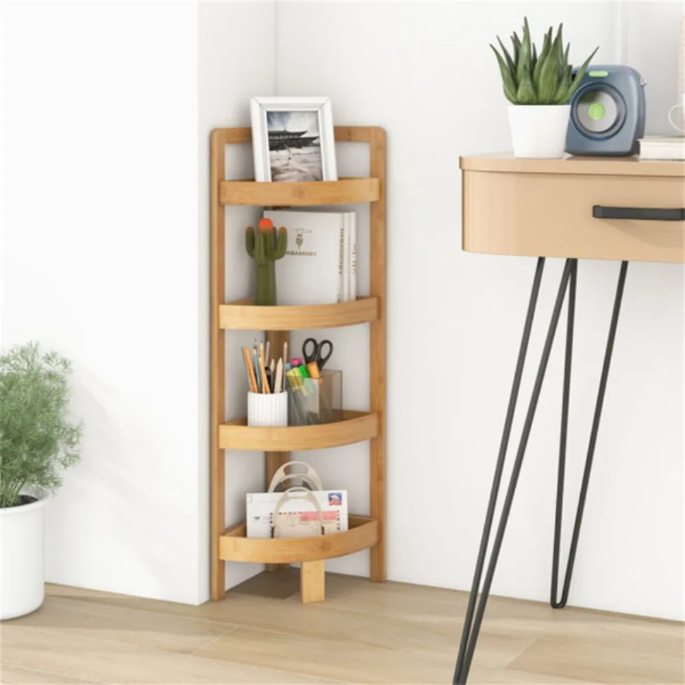 bookshelf Bamboo bathroom rack, bathroom storage rack with 4 layers Storage Space